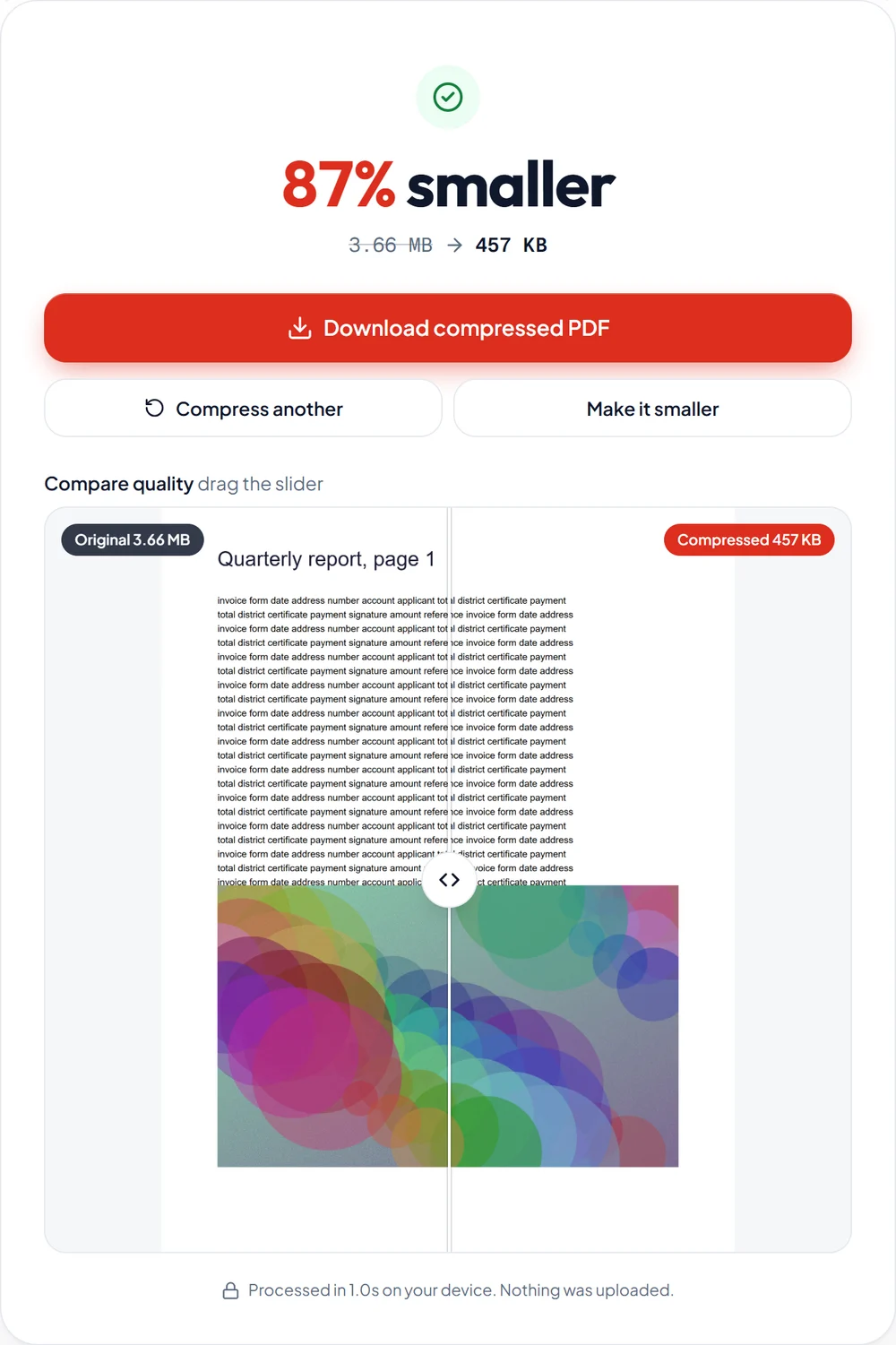 Download and compare screen